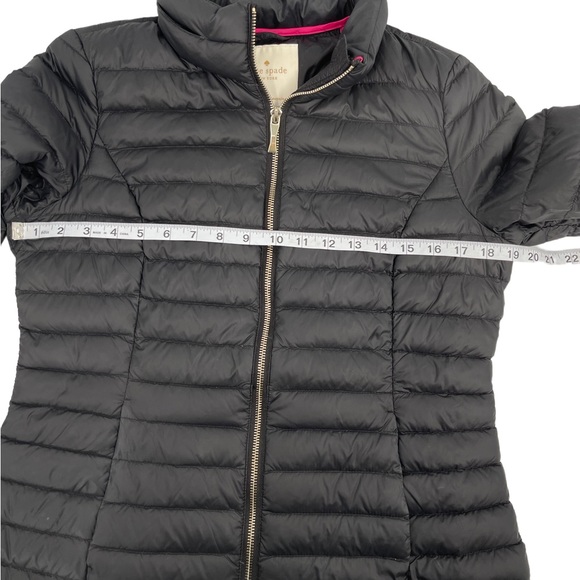 Kate Spade Quilted Down Puffer Full Zip Lightweight Hooded Jacket Black Small P - Picture 17 of 17